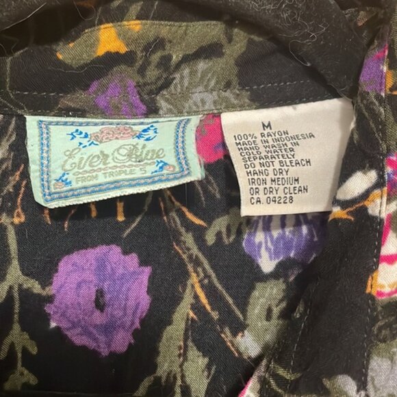 Vintage Ever Blue Floral Button Front Shirt - Picture 6 of 7